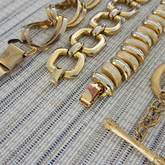 4 Vintage Mid-Century Brass Bracelets, 3 Branded Well know names - Picture 2 of 8